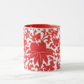 Elegant Red Chinese Floral Mok (Midden)