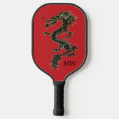 Elegant Red Chinese Gold Dragon Monogram Pickleball Paddle (Achterkant)