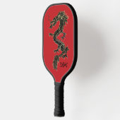 Elegant Red Chinese Gold Dragon Monogram Pickleball Paddle (Links)