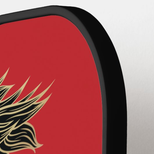 Elegant Red Chinese Gold Dragon Monogram Pickleball Paddle (Links Detail)
