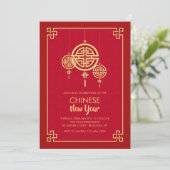 Elegant Red Chinese New Year Party Kaart (Staand voorkant)