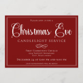 Elegant Red Christmas Eve Candlelight Service Kaart (Voorkant)