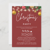 Elegant Red Christmas Party Invitation Kaart (Voorkant)