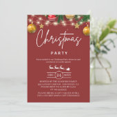 Elegant Red Christmas Party Invitation Kaart (Staand voorkant)