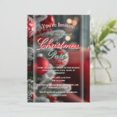 Elegant Red Christmas Party Invitation Kaart (Staand voorkant)
