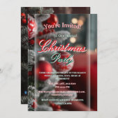 Elegant Red Christmas Party Invitation Kaart (Voorkant / Achterkant)
