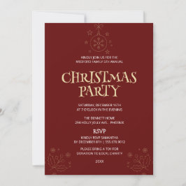 Elegant Red Christmas Party Invite Kaart