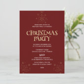 Elegant Red Christmas Party Invite Kaart (Staand voorkant)