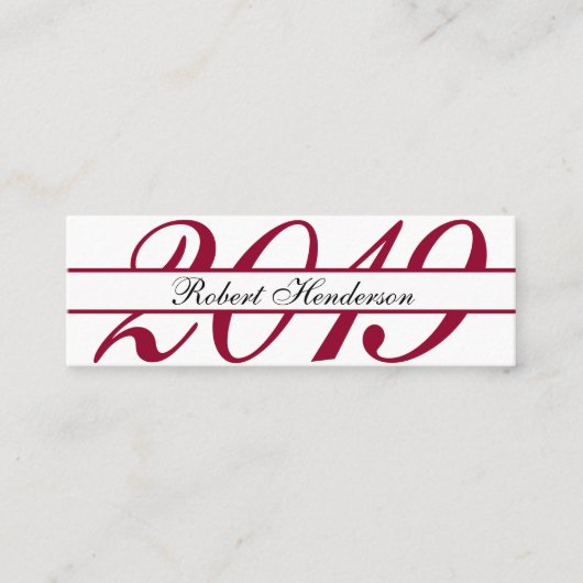 Elegant red classic insert card afstuderen name contactkaartje (Voorkant)