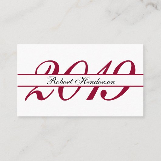 Elegant red classic insert card afstuderen name contactkaartje (Voorkant)
