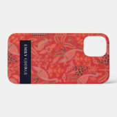 Elegant Red Classy Floral Peacock Pattern Case-Mate iPhone Case (Achterkant (horizontaal))