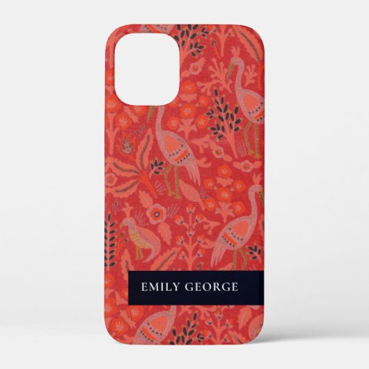 Elegant Red Classy Floral Peacock Pattern Case-Mate iPhone Case (Achterkant)