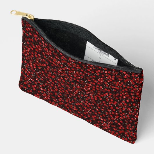 Elegant Red Confetti on Black Glitter Style Etui (Open)