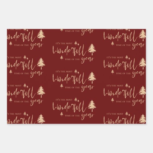 Elegant Red Copper Merry kerstcadeau Inpakpapier Vel (Voorkant 3)