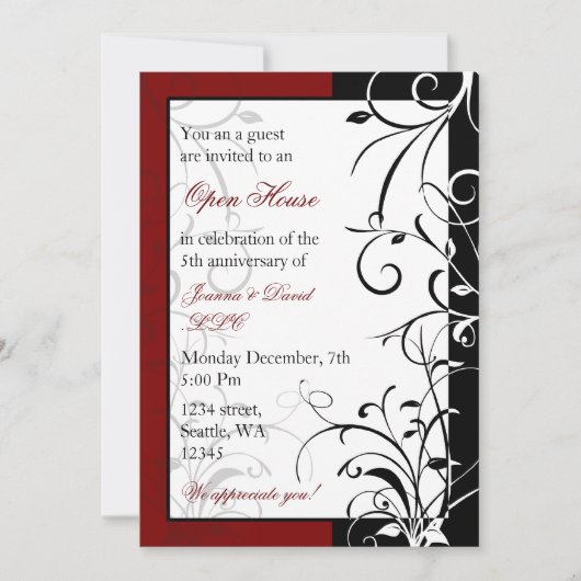 Elegant red Corporate Party Invitation Kaart (Voorkant)
