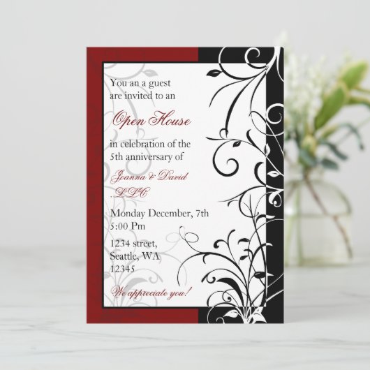 Elegant red Corporate Party Invitation Kaart (Staand voorkant)