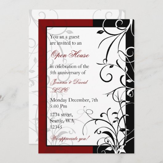 Elegant red Corporate Party Invitation Kaart (Voorkant / Achterkant)