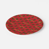 Elegant Red Custom kerst Holly Papieren Bordje (Gekanteld)