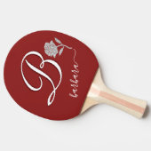 Elegant Red Custom Monogram Name Glitter RoseP Tafeltennisbatje (Zijkant)