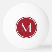 Elegant Red Custom Monogram Ping Pong Ball (Achterkant)