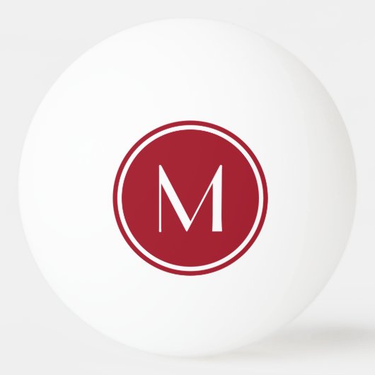 Elegant Red Custom Monogram Ping Pong Ball (Voorkant)