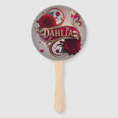 Elegant Red Dahlia Flower Art Handwaaier (Achterkant)