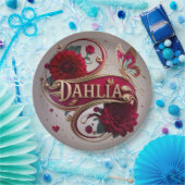 Elegant Red Dahlia Flower Art Papieren Bordje (Feest)