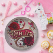 Elegant Red Dahlia Flower Art Papieren Bordje (Feest)