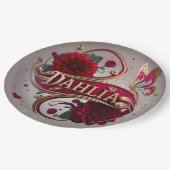 Elegant Red Dahlia Flower Art Papieren Bordje (Gekanteld)