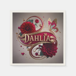 Elegant Red Dahlia Flower Art Servet