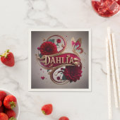 Elegant Red Dahlia Flower Art Servet (Insitu)