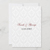 elegant red, damask bruiloft uitnodiging (Achterkant)
