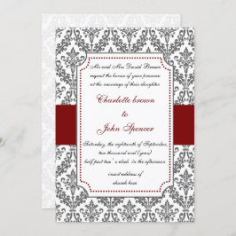 elegant red, damask bruiloft uitnodiging