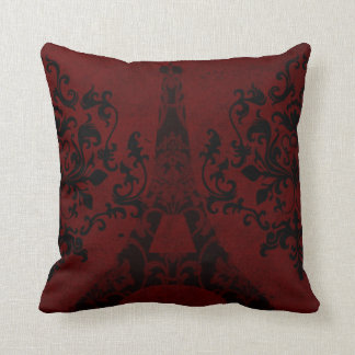 Elegant Red Damask Eiffel Tower Sierkussen