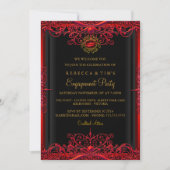 Elegant Red Damask Engagement Party Kaart (Voorkant)