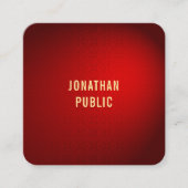 Elegant Red Damask Gold Text Trendy Sjabloon Vierkante Visitekaartje (Voorkant)