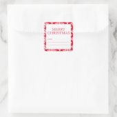 Elegant Red Damask Merry kerstcadeau Label (Tas)