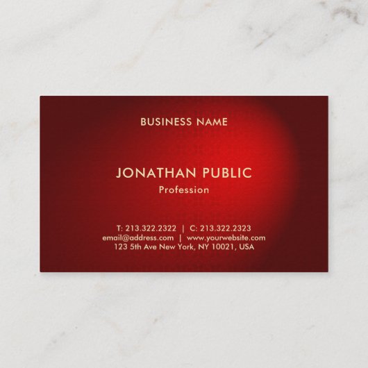 Elegant Red Damask Professional Premium-dikte Luxe Visitekaartje (Achterkant)