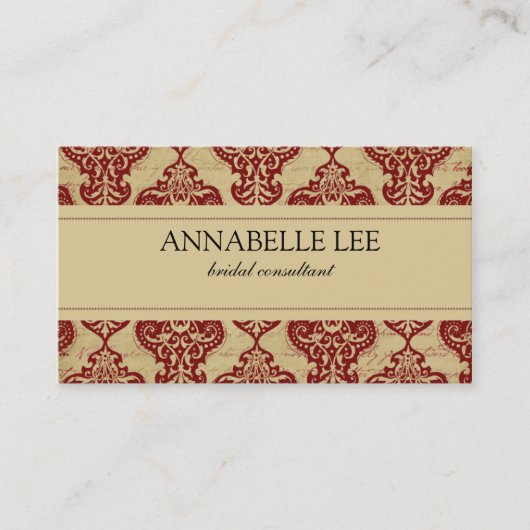 Elegant Red Damask Profile Visitekaartje (Voorkant)