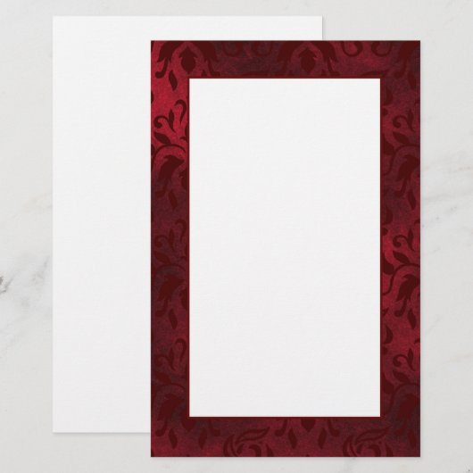 Elegant Red Damask-schrijfpapier Briefpapier (Voorkant / Achterkant)