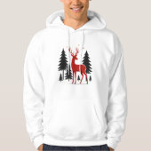 Elegant Red Deer Christmas Hoodie – Minimal Winter (Voorkant)
