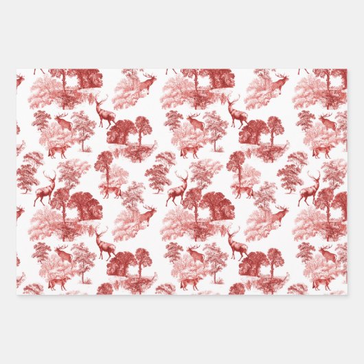 Elegant  Red Deer Fox Country Toile Inpakpapier Vel (Voorkant 3)