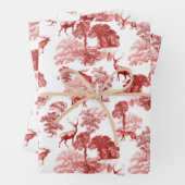 Elegant  Red Deer Fox Country Toile Inpakpapier Vel (In situ)