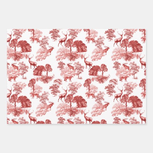 Elegant  Red Deer Fox Country Toile Inpakpapier Vel (Voorkant)