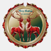 Elegant Red Deer Moose Gold Snow vrolijk kerstfees Ornament Kaart (Voorkant)