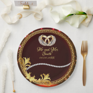 Elegant Red Diamonds  bruiloft Papieren Bordje