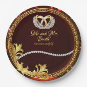 Elegant Red Diamonds  bruiloft Papieren Bordje (Voorkant)