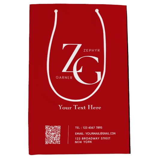 Elegant red en black custom logo business medium cadeauzakje (Voorkant)