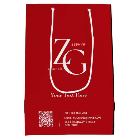 Elegant red en black custom logo business medium cadeauzakje (Achterkant)