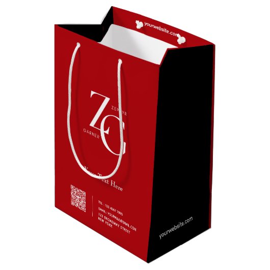 Elegant red en black custom logo business medium cadeauzakje (Achterkant Gekanteld)